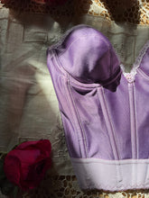 Load image into Gallery viewer, Hand Dyed 1960’s vintage Purple strapless  Bustier Longline bra
