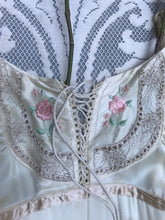Load image into Gallery viewer, Authentic 1970&#39;s vintage Ivory Satin Halter Gunne Sax maxi sundress
