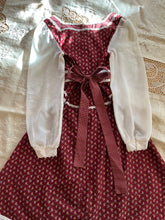 Load image into Gallery viewer, Darling Red Calico and velveteen Peplum Gunne Sax Midi Dress
