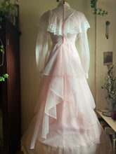 Load image into Gallery viewer, 1970’s Vintage Pale Pink Swiss Dot Chiffon Gown
