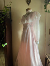 Load image into Gallery viewer, 1970’s Vintage Pale Pink Swiss Dot Chiffon Gown
