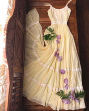 Load image into Gallery viewer, Beautiful 1970&#39;s vintage butter yellow voile Gunne Sax maxi sundress
