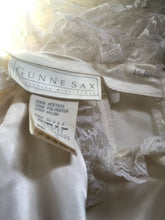 Load image into Gallery viewer, Authentic 1980’s Vintage White Satin and Lace Gunne Sax Strapless Dress
