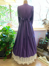 Load image into Gallery viewer, 1970’s Vintage purple cotton dress with old tribal embroidery
