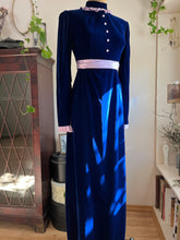 Load image into Gallery viewer, Sale~ Gorgeous 1960’s Vintage Cobalt Blue Velvet Maxi Dress
