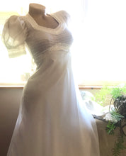 Load image into Gallery viewer, Beautiful 1970&#39;s vintage smocked white voile dress by Jody T

