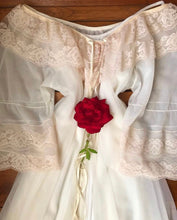 Load image into Gallery viewer, Beautiful 1970&#39;s vintage Intime of California Ivory chiffon peignoir nightgown and robe set
