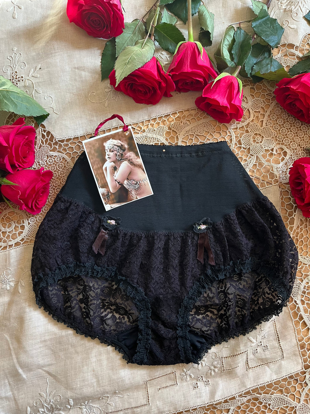1960's Vintage Olga Pretty Partner Black Lace Bubble Girdle Panty