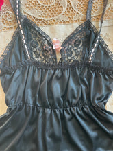 Load image into Gallery viewer, 1970’s 1980’s Vintage Black Nylon and Lace Camisole
